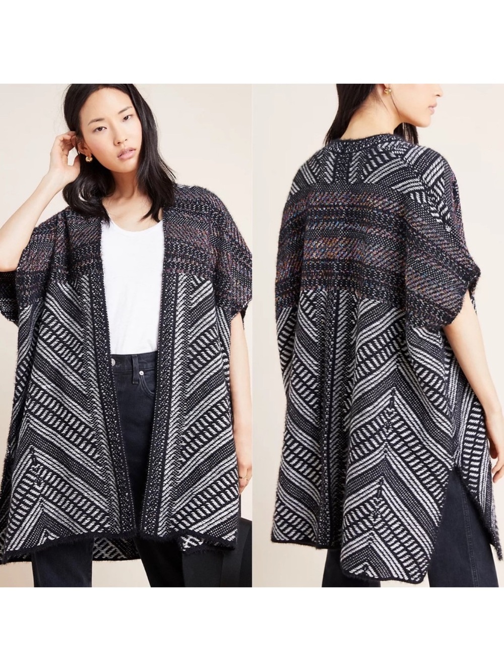 Molly Bracken x Anthropologie Sally Geo Open Front Cardigan L/XL